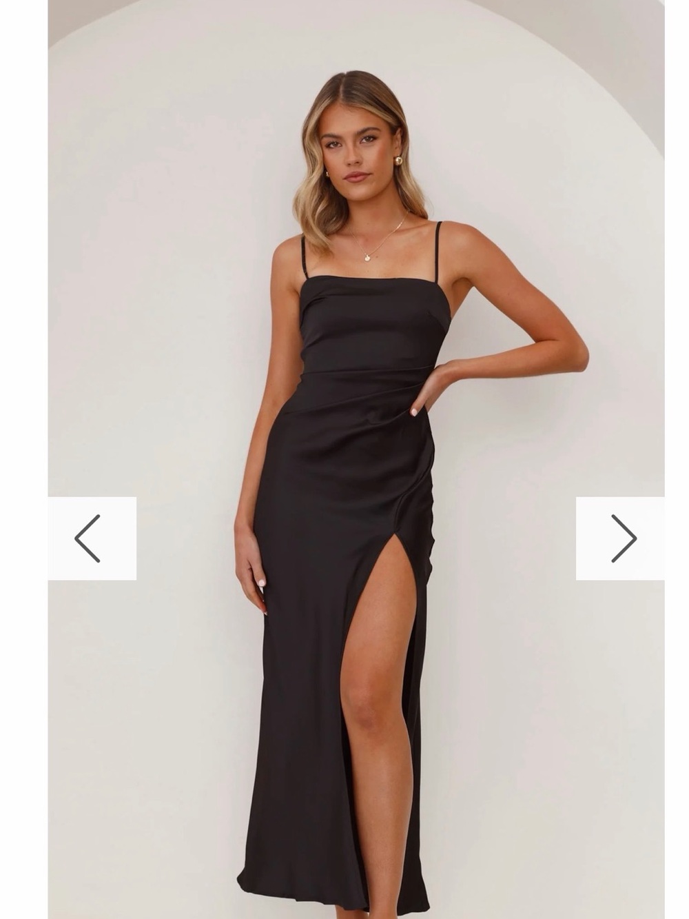 NWT Billy J Ilana Black Maxi  Dress with Spaghetti-Straps and High Thigh Slit